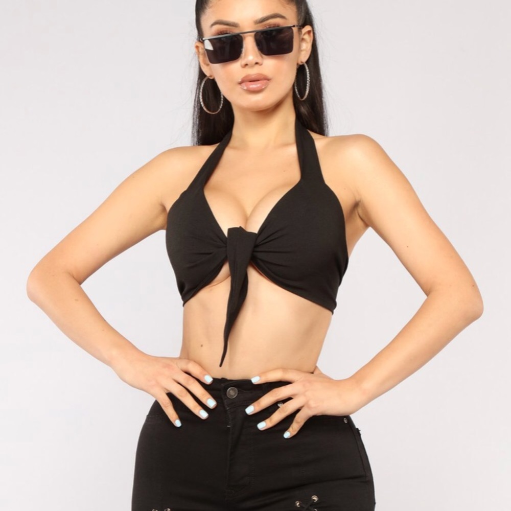 Black halter crop top